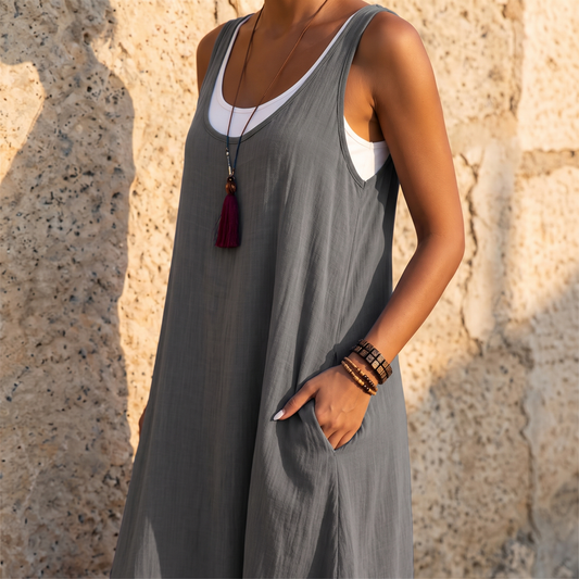 Isaline Strapless Tiered Midi Dress - Grey