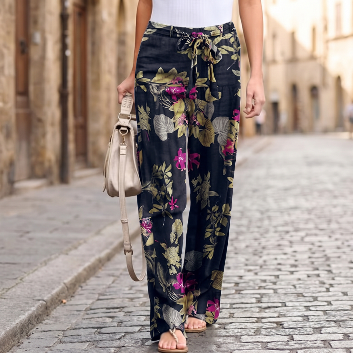 Camberleigh Patterned Trousers - Navy Floral Print