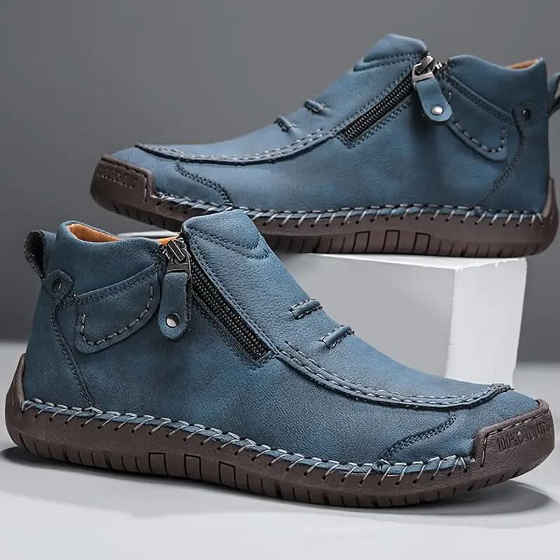 Camden Comfort Leather-Look Trainers - Blue