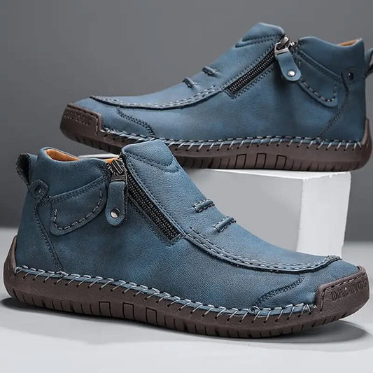 Camden Comfort Leather-Look Trainers - Blue