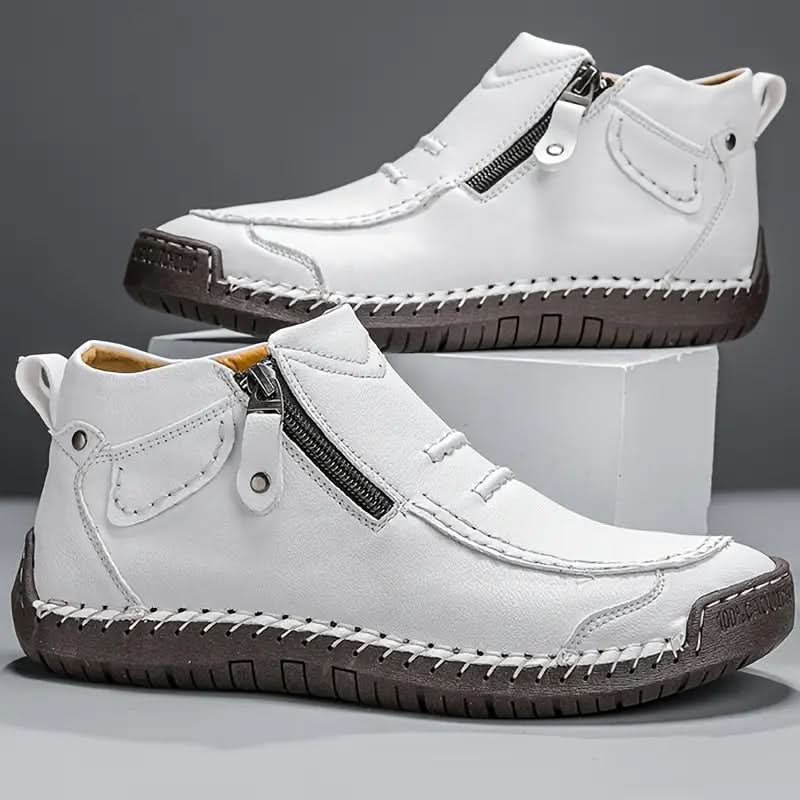 Camden Comfort Leather-Look Trainers - White