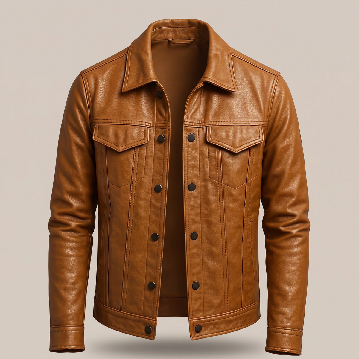 Camden Leather-Look Jacket - Brown