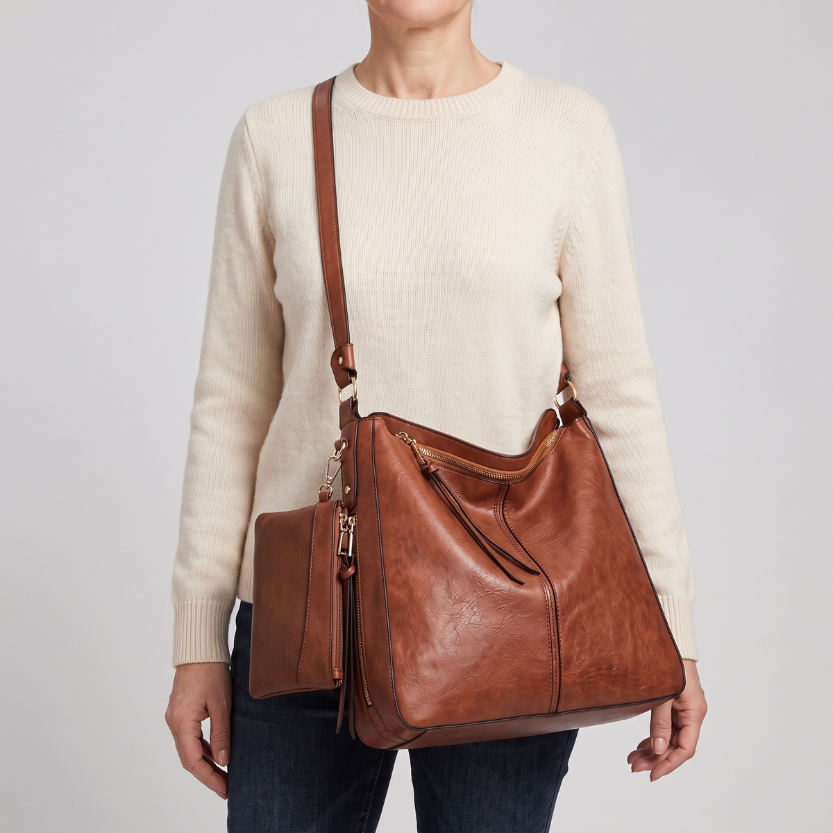 Camellia Leather-Look Hobo Bag