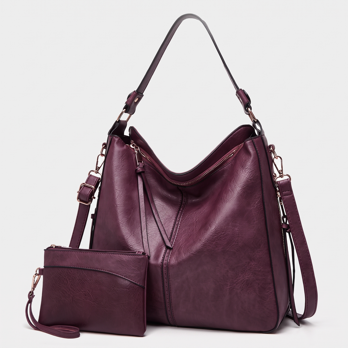 Camellia Leather-Look Hobo Bag