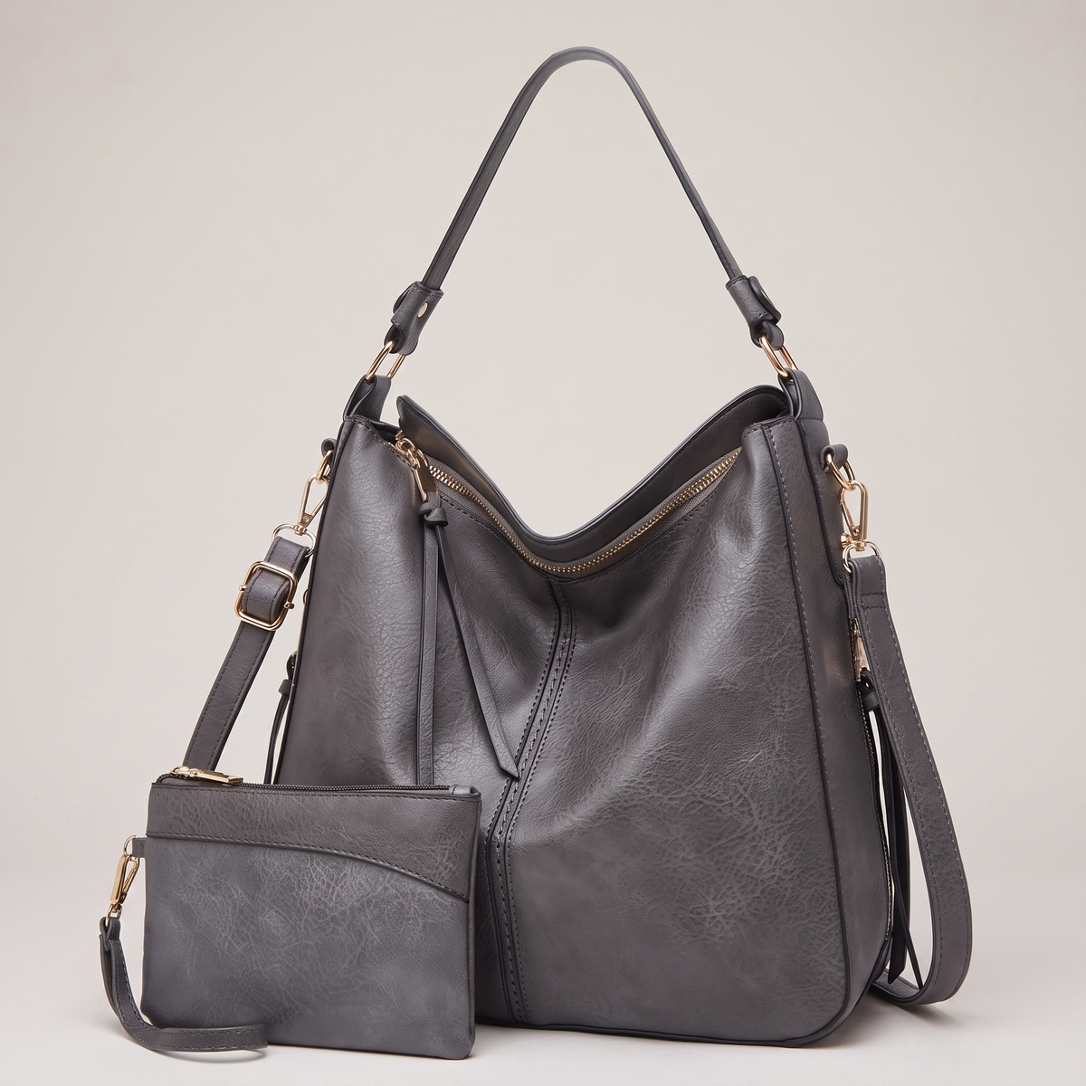 Camellia Leather-Look Hobo Bag
