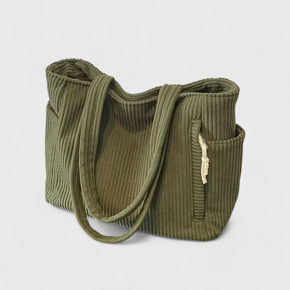 Camille Corduroy Tote Bag - Green