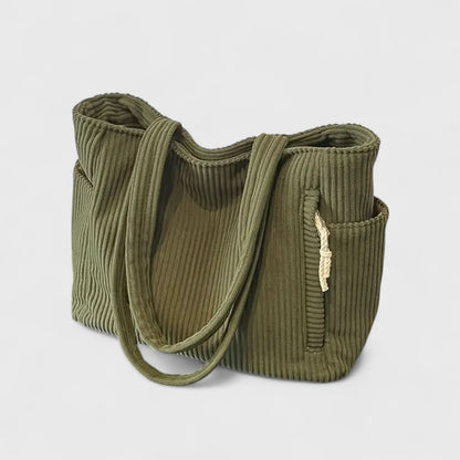 Camille Corduroy Tote Bag - Green