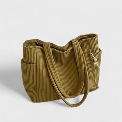 Camille Corduroy Tote Bag - Yellow