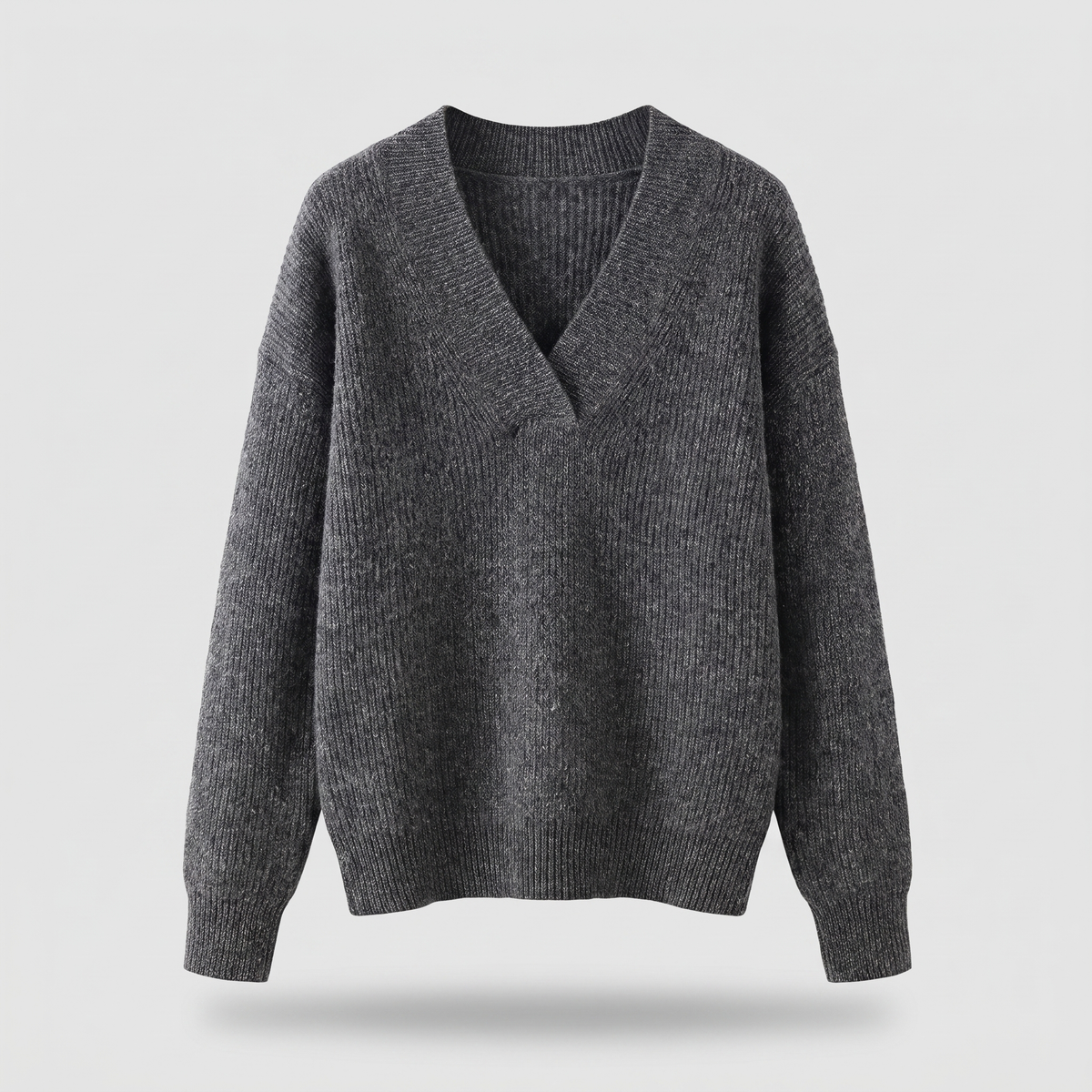 Camille Cozy V-Neck Knit - Grey