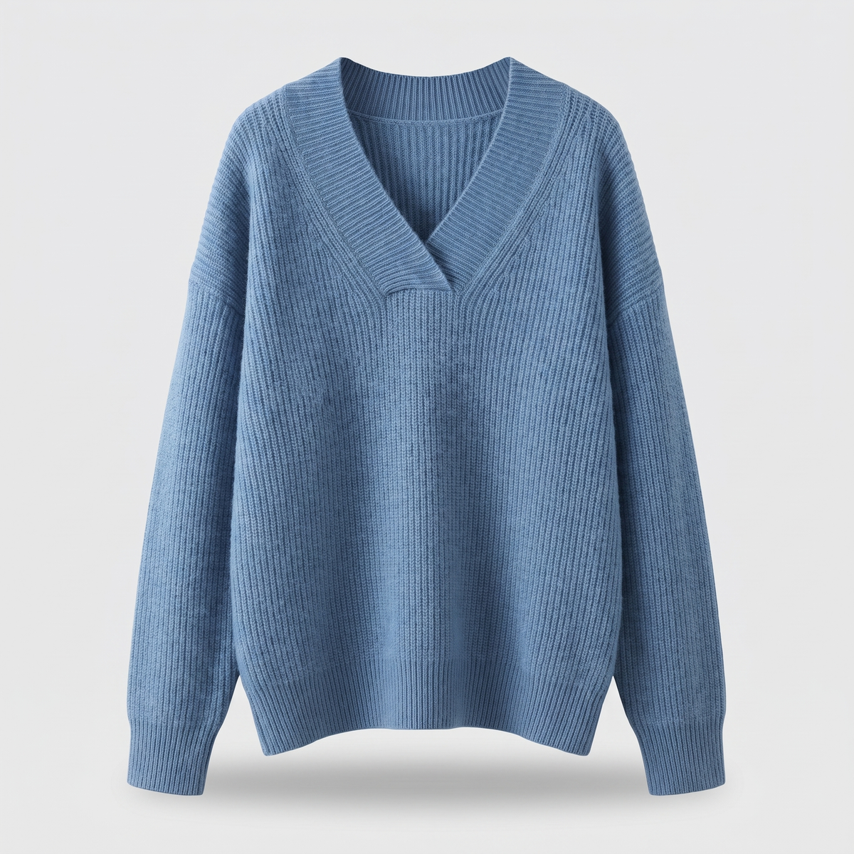 Camille Cozy V-Neck Knit - Sky Blue