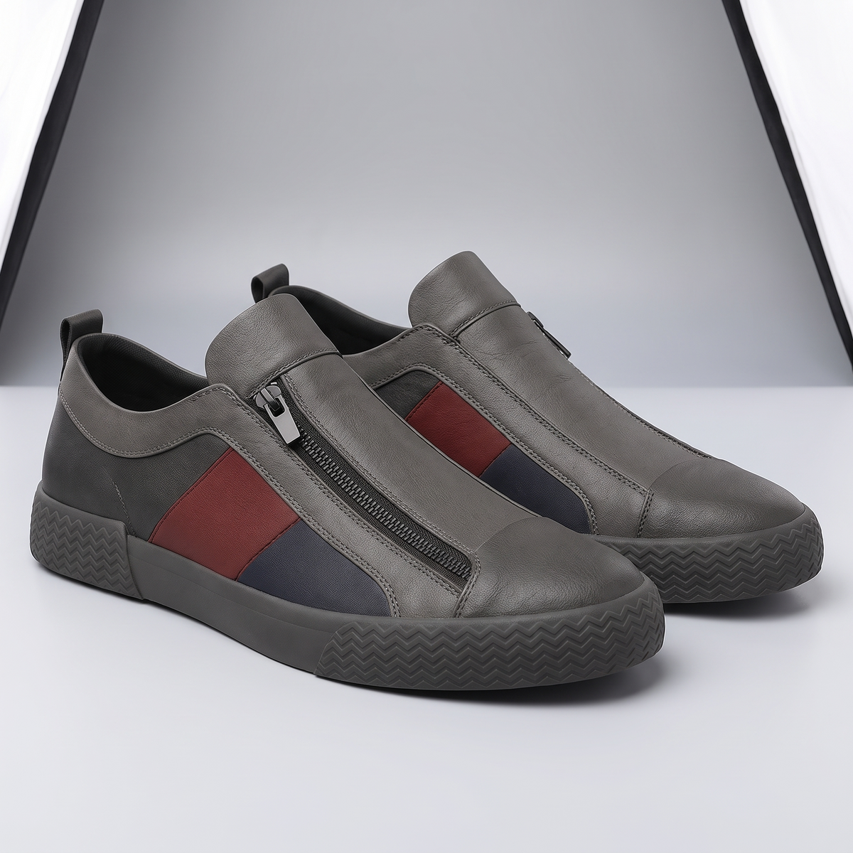 Carradon Leather-Look Sneakers - Dark Grey