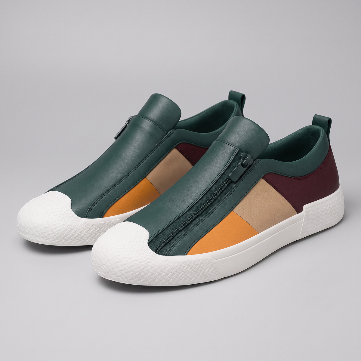 Carradon Leather-Look Sneakers - Sacramento Green