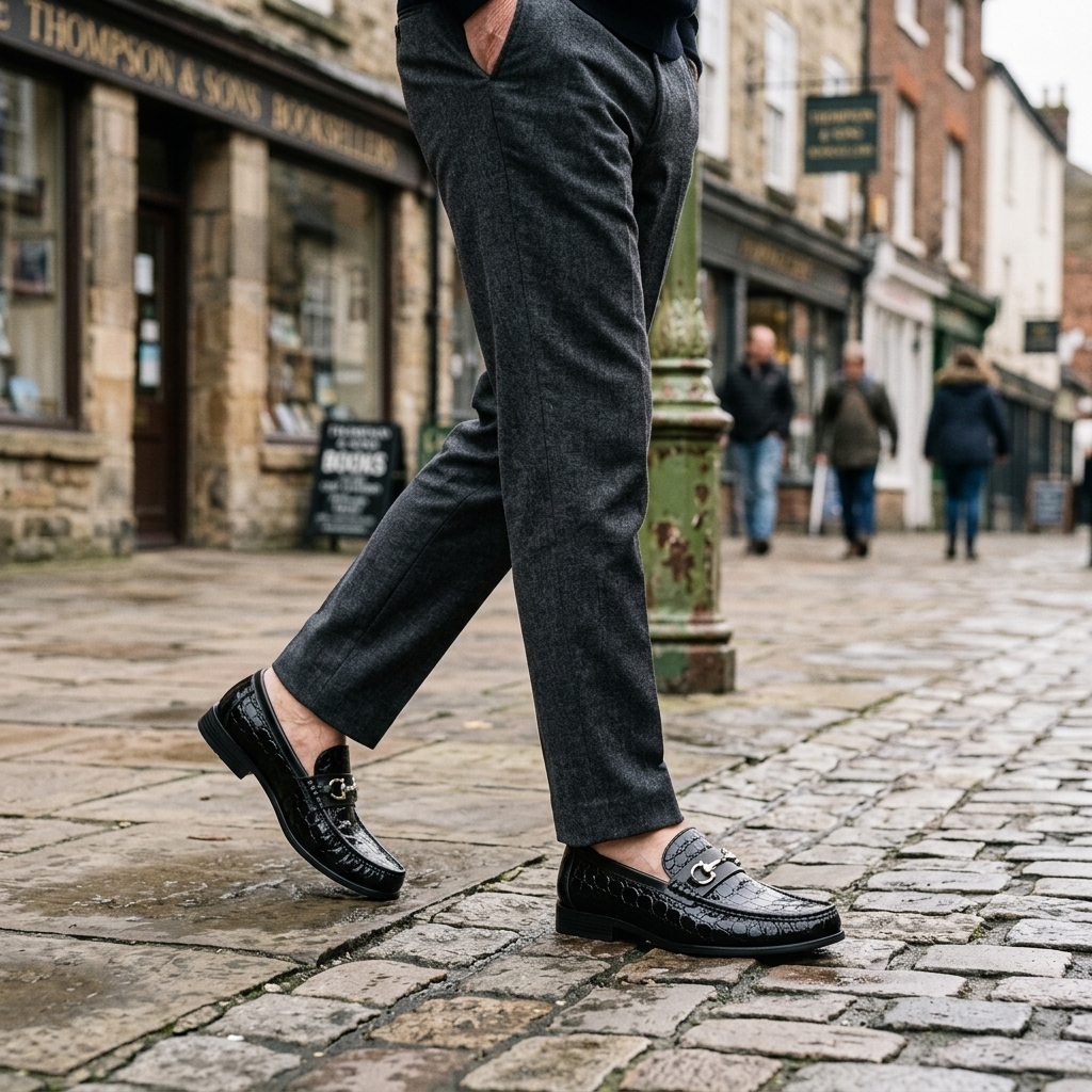 Carrowmere Textured Leather-Look Loafers