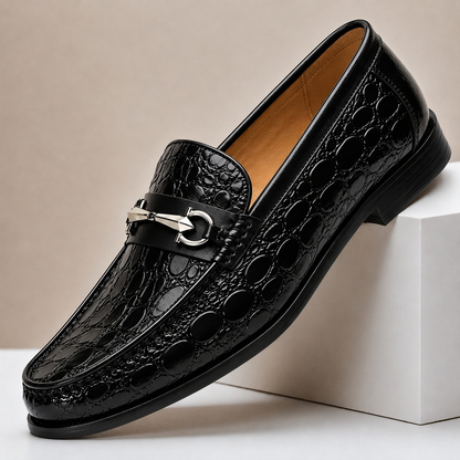 Carrowmere Textured Leather-Look Loafers - Black