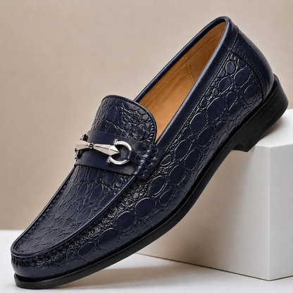 Carrowmere Textured Leather-Look Loafers - Blue