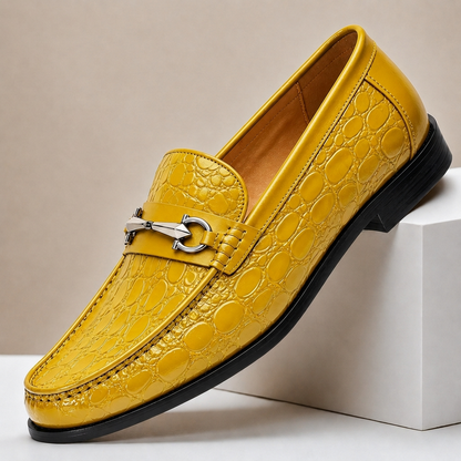 Carrowmere Textured Leather-Look Loafers - Yellow