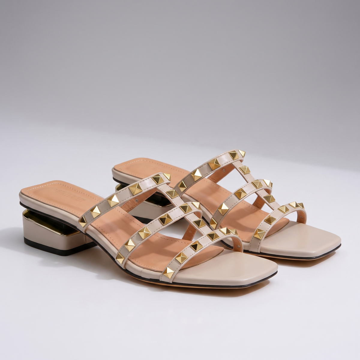Carter Modern Studded Sandals - Cream