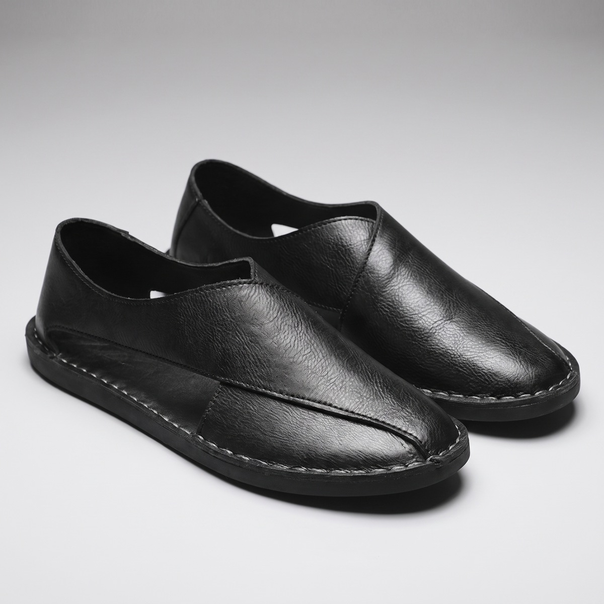 Cascade Leather-Look Sandals - Black