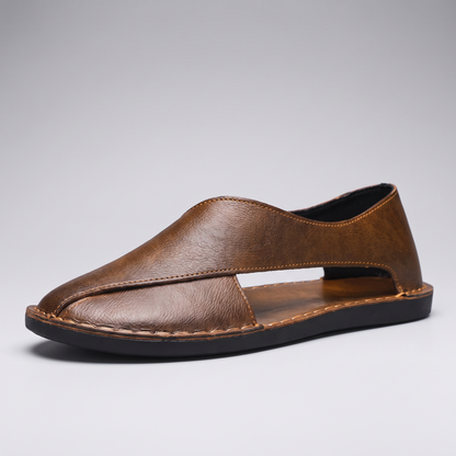 Cascade Leather-Look Sandals - Brown