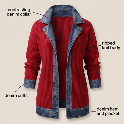 Casual Denim Trim Jacket