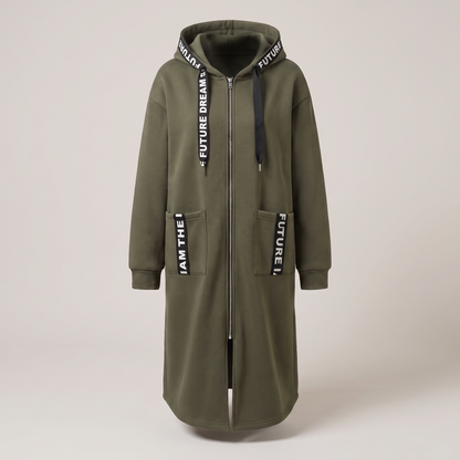 Casual Luxe Hooded Sweatshirt Coat - Green