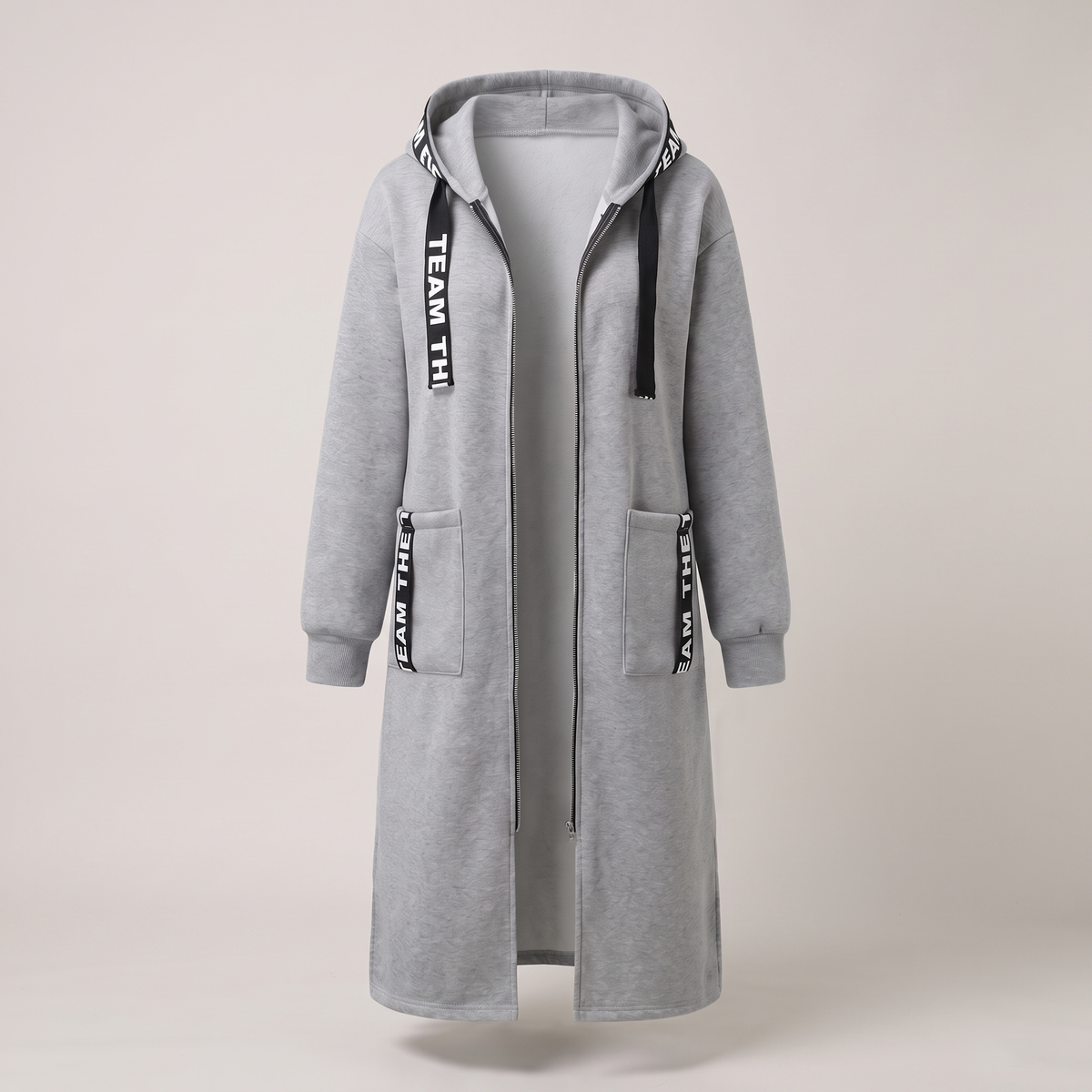 Casual Luxe Hooded Sweatshirt Coat - Grey