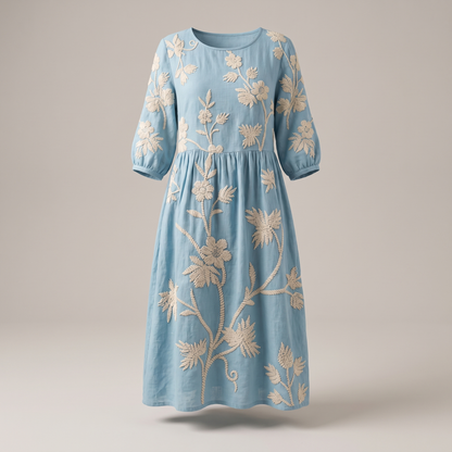 Casual Vintage Dress - Blue