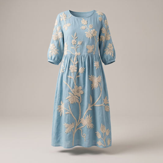 Casual Vintage Dress - Blue