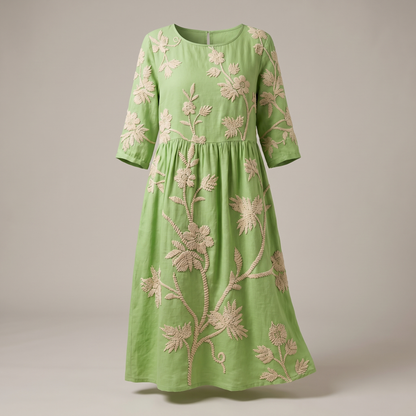 Casual Vintage Dress - Green