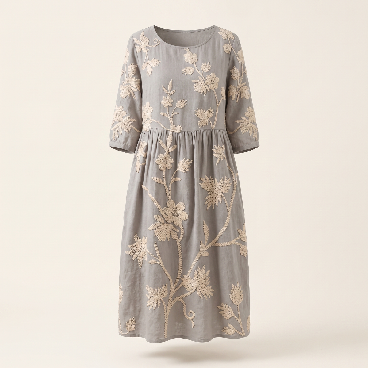 Casual Vintage Dress - Grey