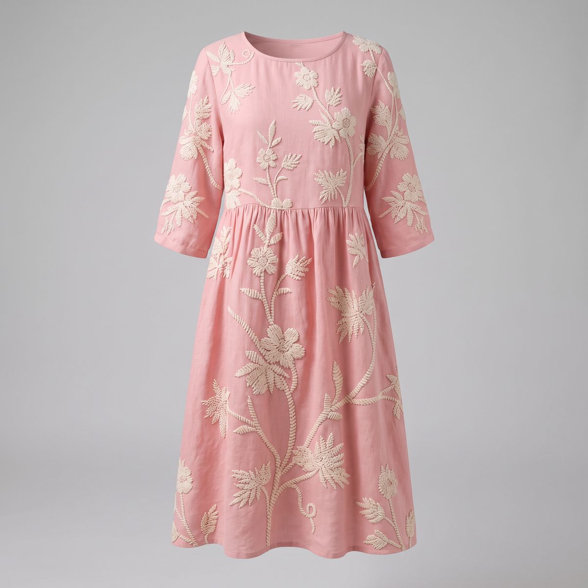Casual Vintage Dress - Pink