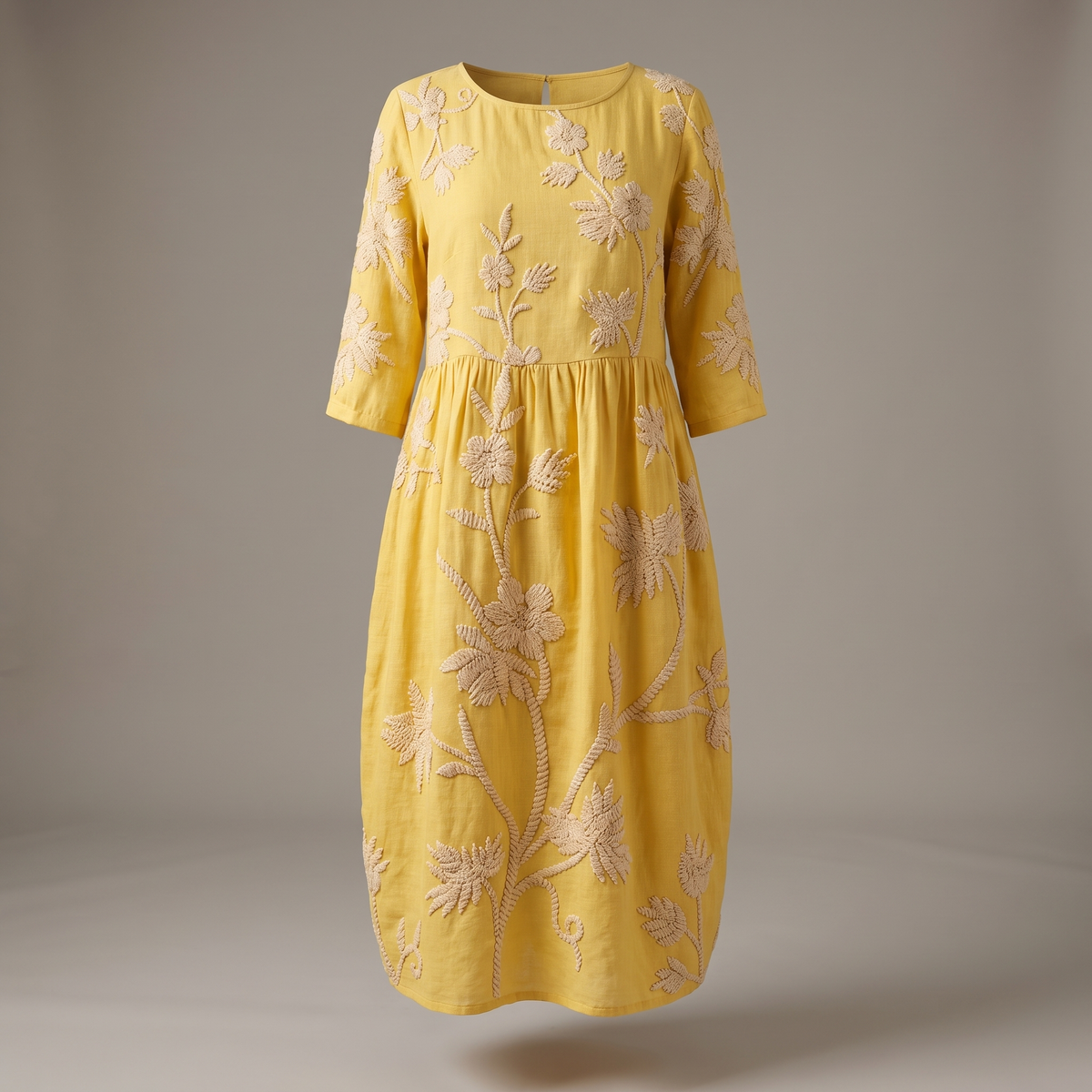 Casual Vintage Dress - Yellow