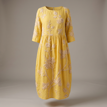 Casual Vintage Dress - Yellow