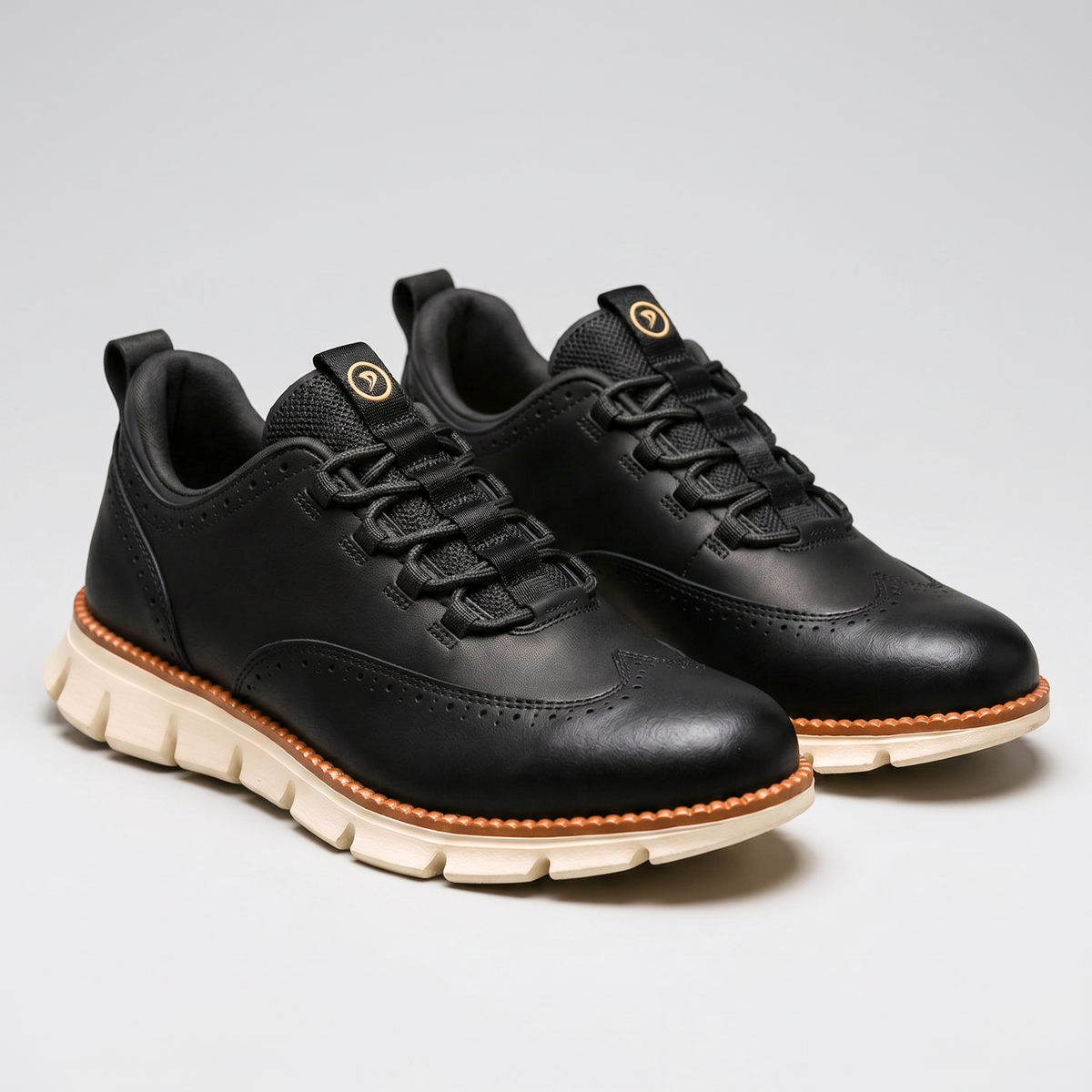 Cavendish Wingtip Leather-Look Trainers - Charcoal