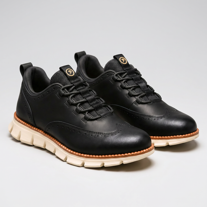 Cavendish Wingtip Leather-Look Trainers - Charcoal