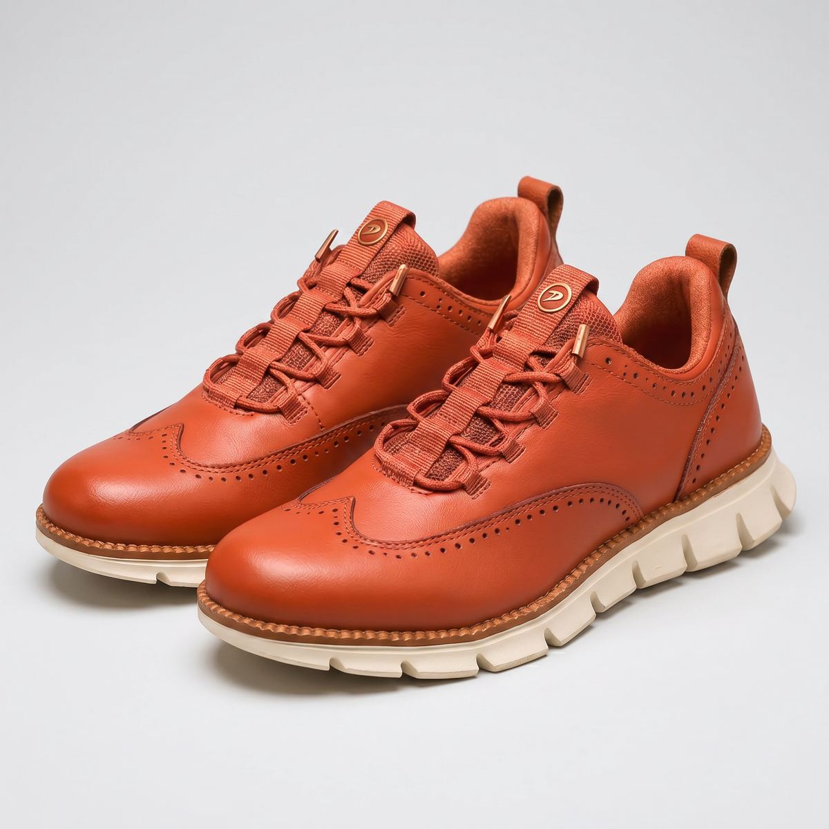 Cavendish Wingtip Leather-Look Trainers - Crimson