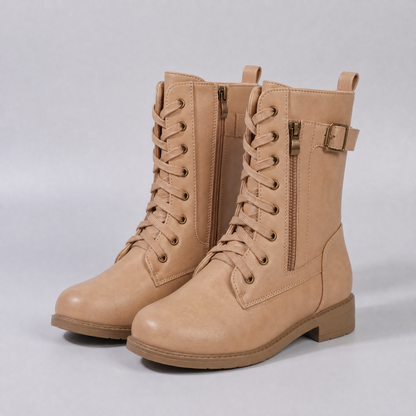 Cecily Elegant Mid-Calf Boots - Apricot