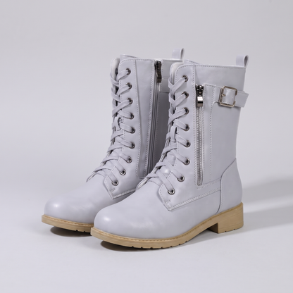 Cecily Elegant Mid-Calf Boots - Light Grey