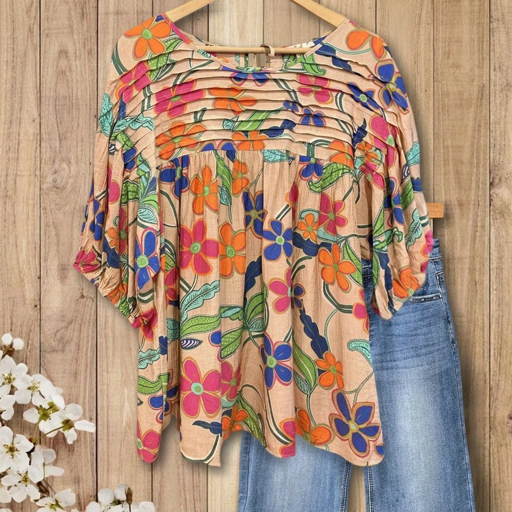 Celandine Pleated Detail Blouse - Khaki