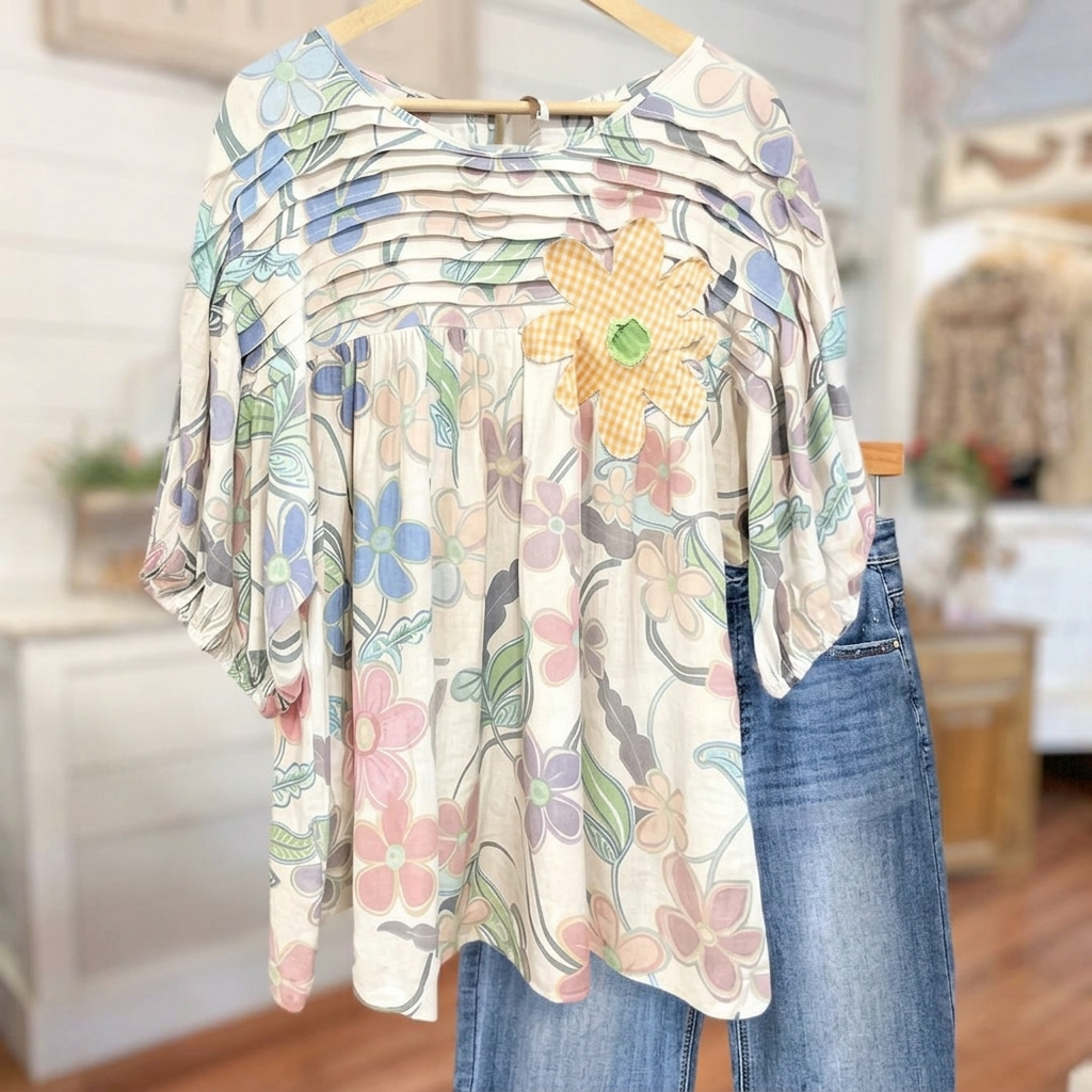 Celandine Pleated Detail Blouse - White
