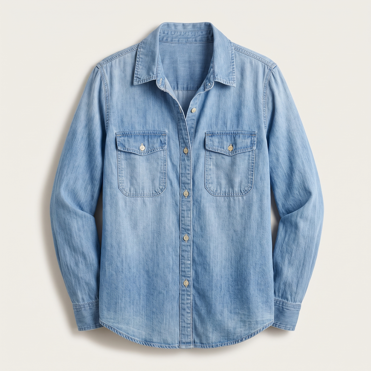 Celeste Button Denim Top - Blue