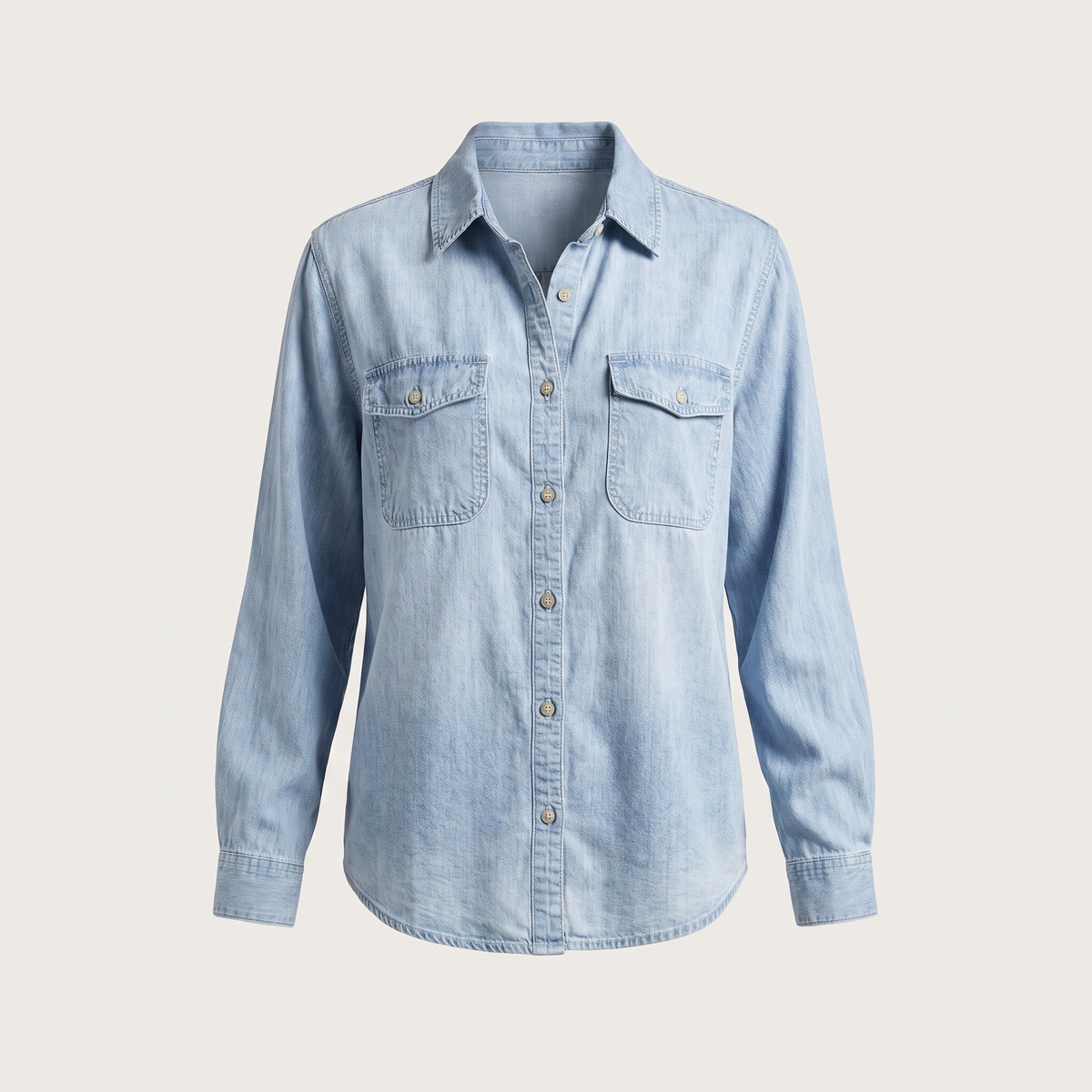 Celeste Button Denim Top - Light Blue