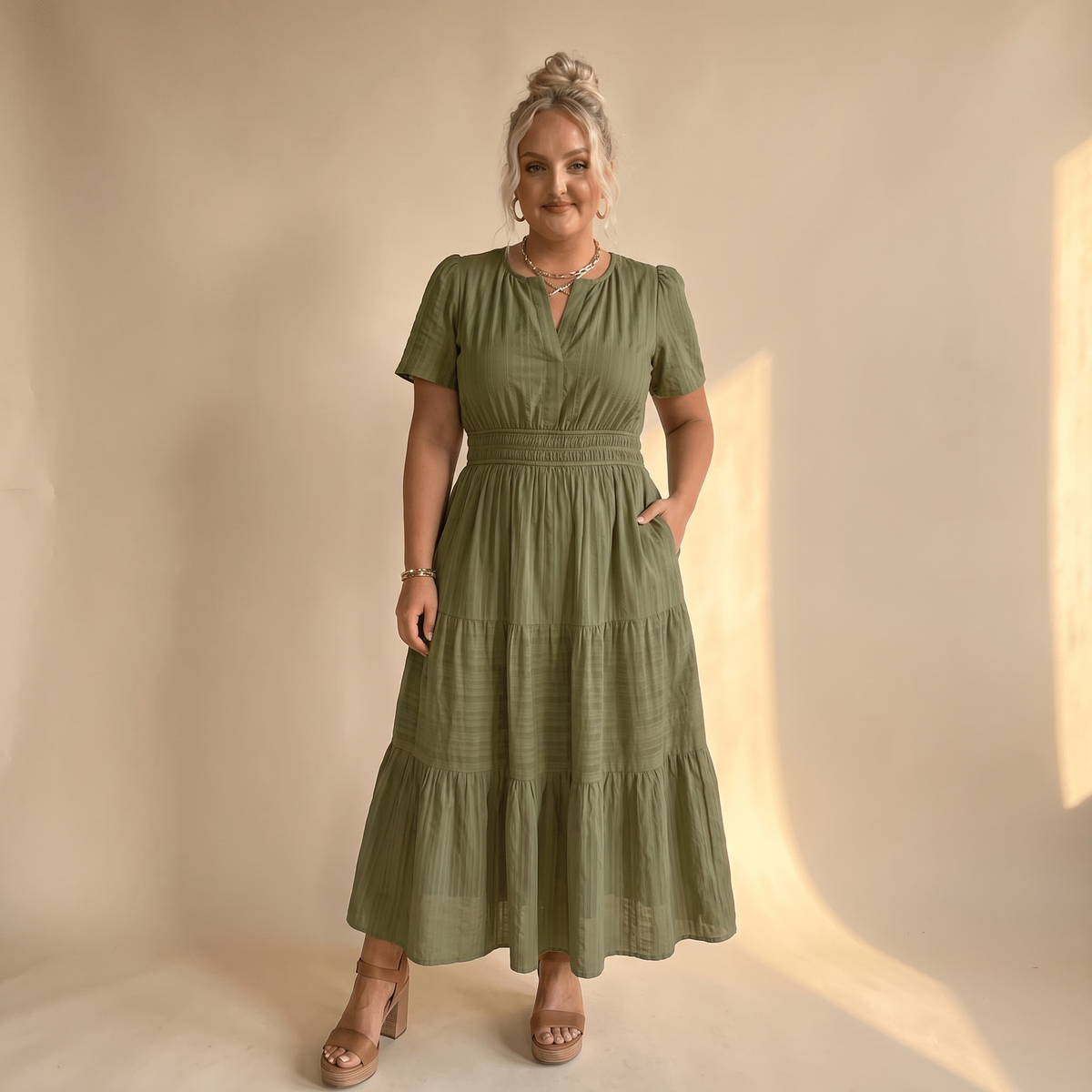 Celeste Relaxed Maxi Dress - Army Green