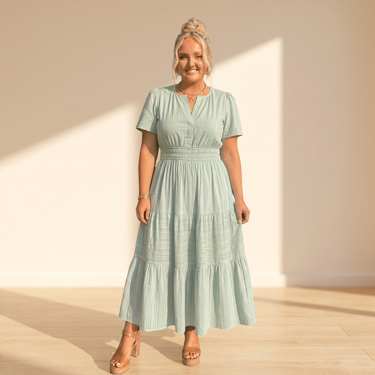 Celeste Relaxed Maxi Dress - Light Green