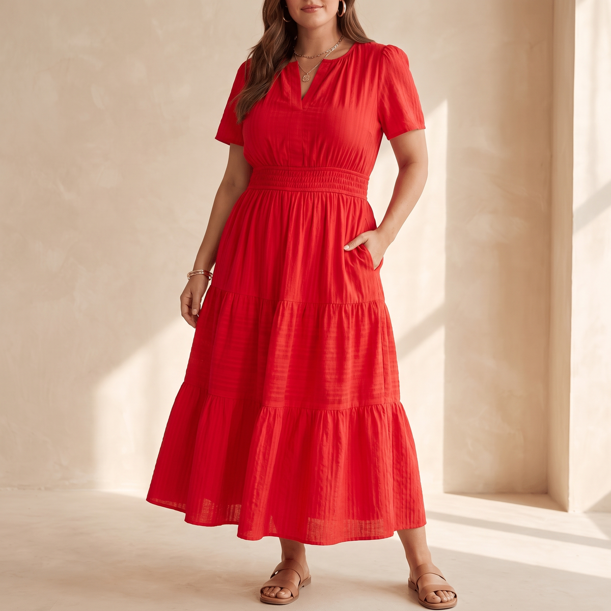 Celeste Relaxed Maxi Dress - Red