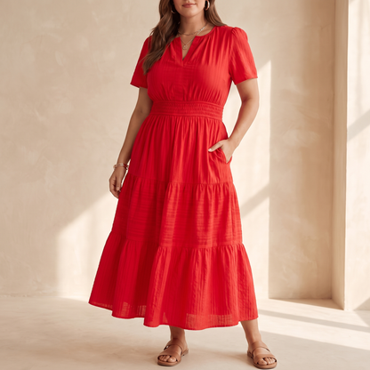Celeste Relaxed Maxi Dress - Red
