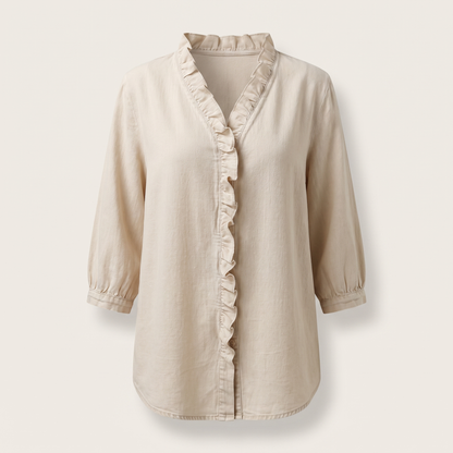 Celeste Ruffle Top - Beige