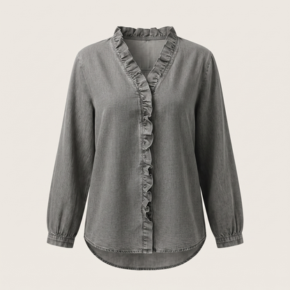 Celeste Ruffle Top - Grey