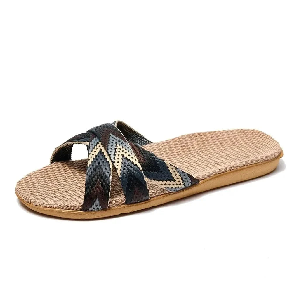 Celeste Soft Linen Slip-Ons - Black