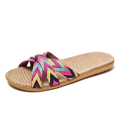 Celeste Soft Linen Slip-Ons - Purple